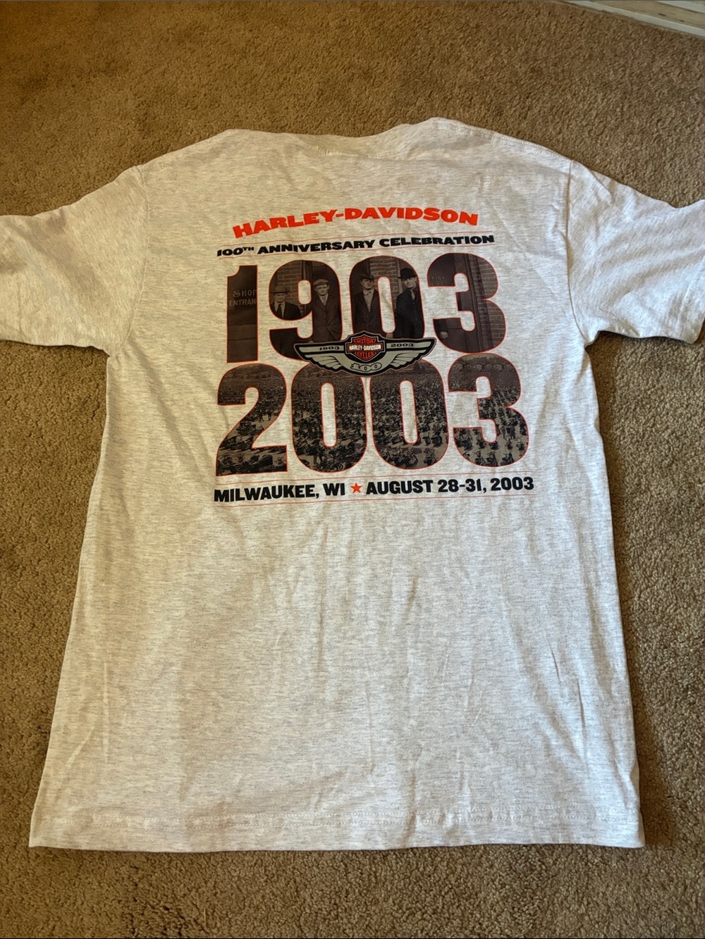 Vintage 2003 Harley Davidson 100th Anniversary T-Shirt | Milwaukee Event Gray M